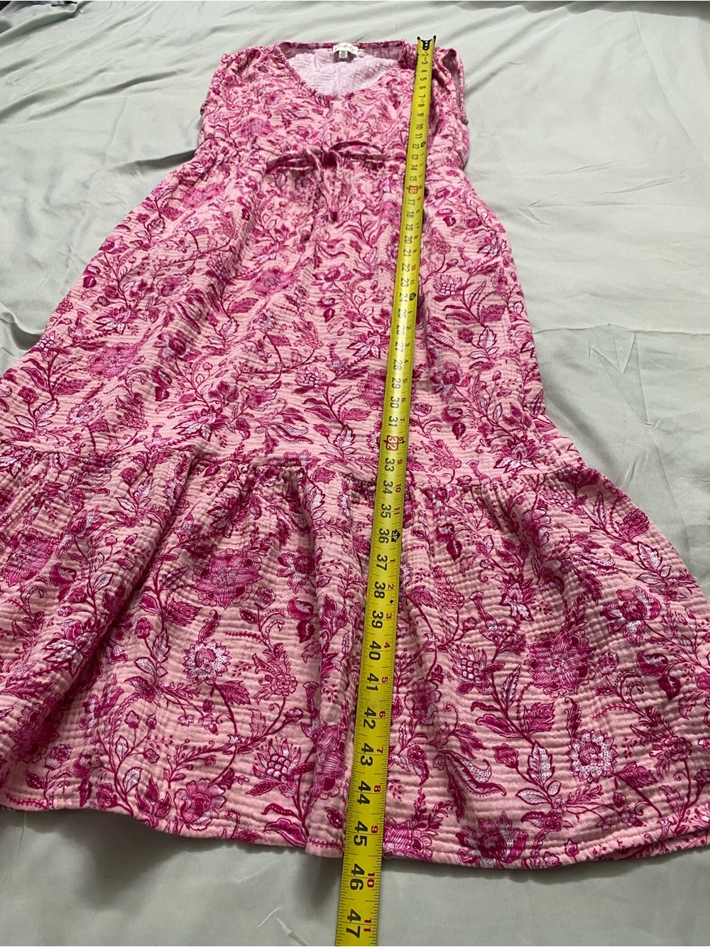 Wonderly Sleeveless boho Pink Floral Gauze Midi Dress with Pockets Size Medium - Picture 10 of 10